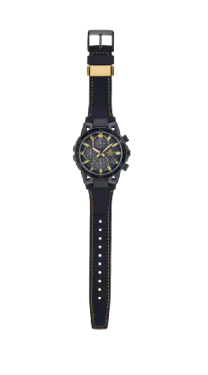 Casio EDIFICE Timepiece Craftsmanship Chronograph Solar Black and Gold 44.5 MM Alcantara Band Watch EFS-S640ZE-1ADR