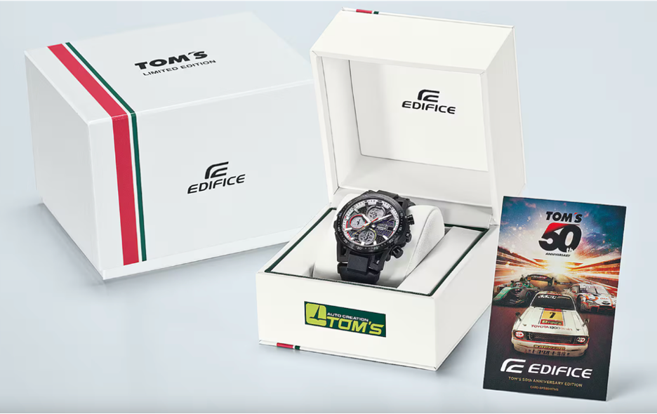 Casio EDIFICE TOM’S KP47 Anniversary Solar Chronograph 44.5 MM Genuine Leather Band Watch EFS-S641TMS-1ADR