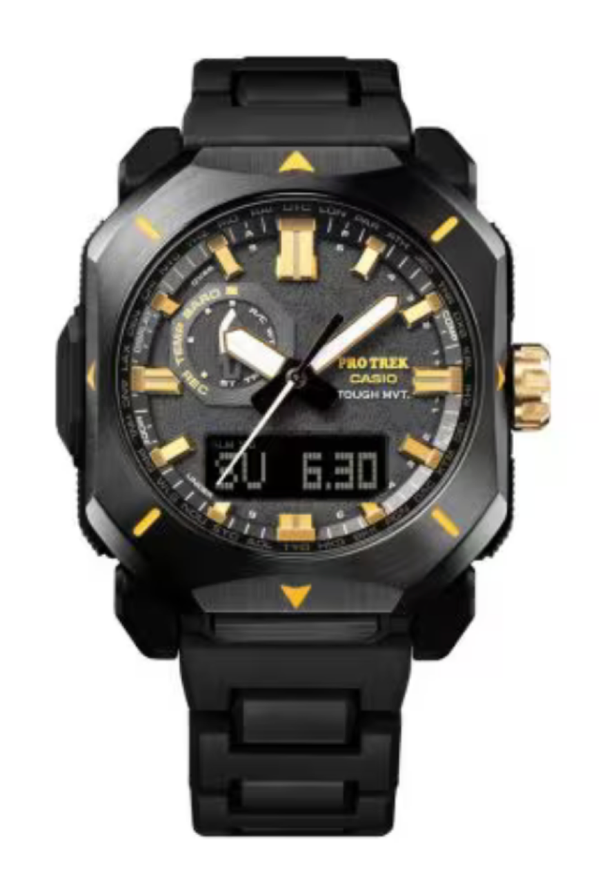 Casio PRO TREK Timepiece Craftsmanship Tough Solar Black and Gold SS 44.8 MM Watch PRW-6900ZE-1DR