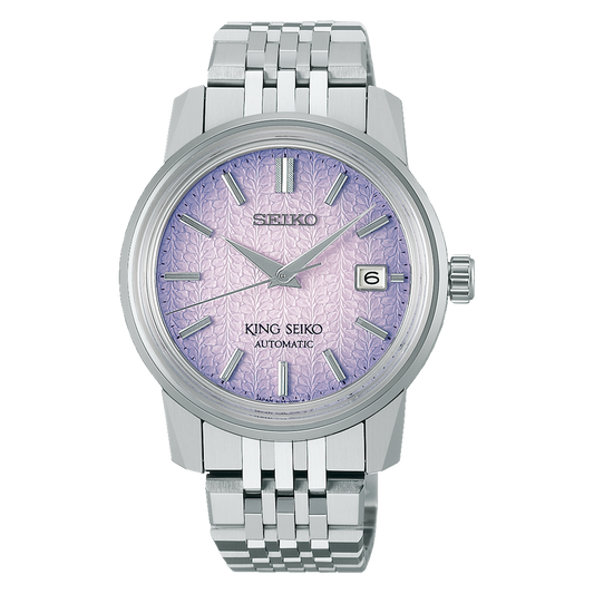 King Seiko KSK 38.6 MM Stainless Steel Automatic Purple Dial Watch SJE107J1