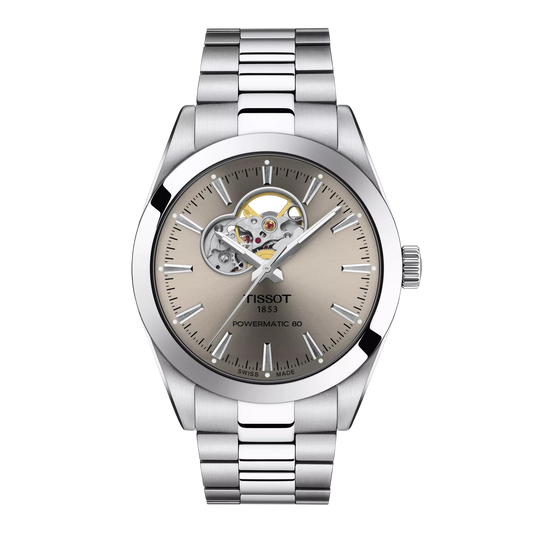 Tissot Le Locle Powermatic 80 Open Heart 40 MM SS Automatic Rhodium Dial Watch T127.407.11.081.00