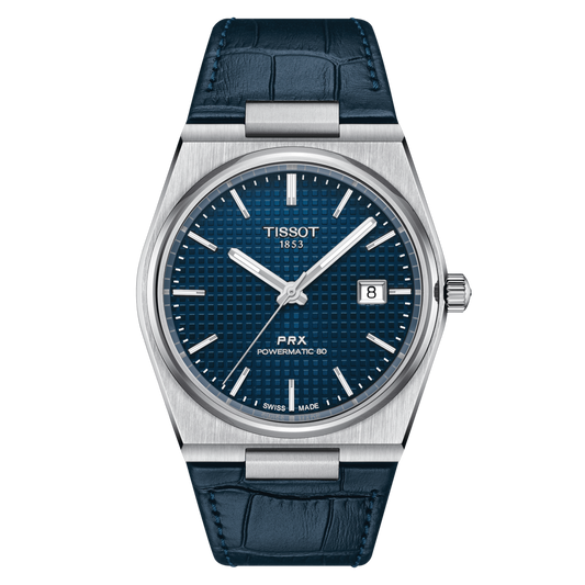 TISSOT PRX POWERMATIC 80 SS 40 MM BLUE LEATHER STRAP BLUE  DIAL AUTOMATIC WATCH T137.407.16.041.00