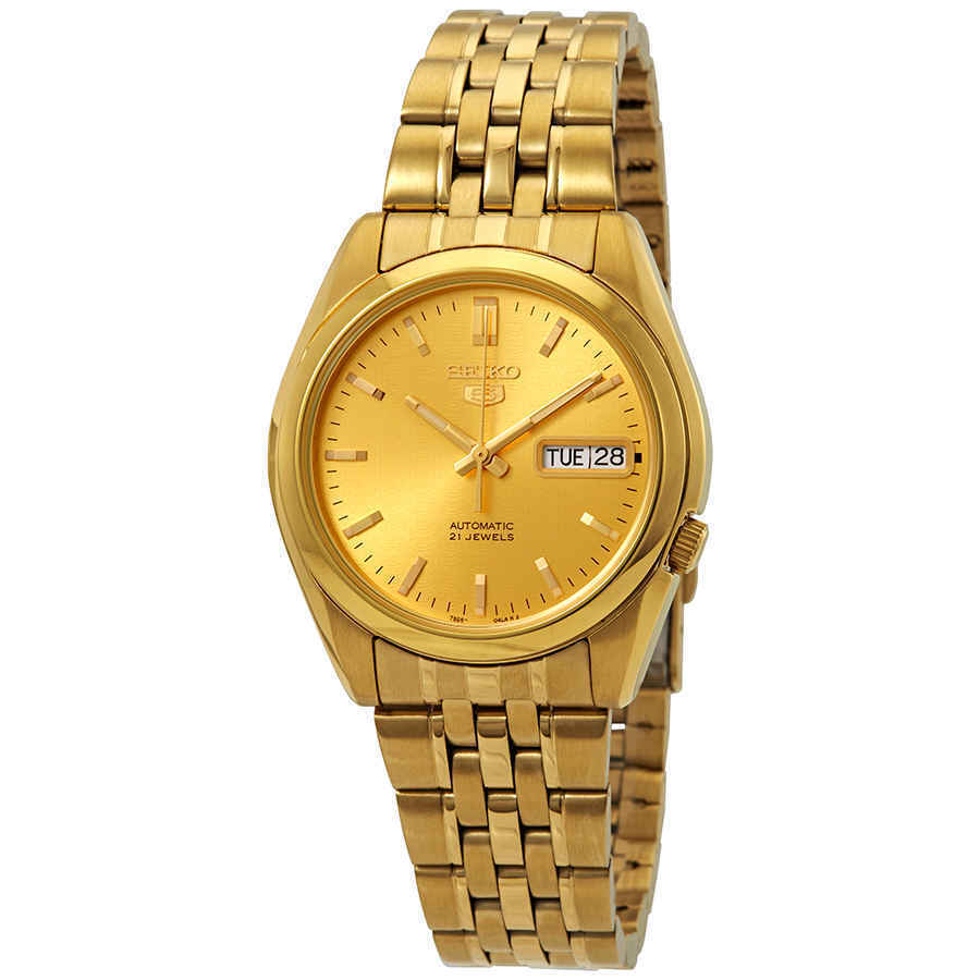 Seiko 5 Sports 37 MM Automatic Stainless Steel Gold Dial Watch SNK366K1