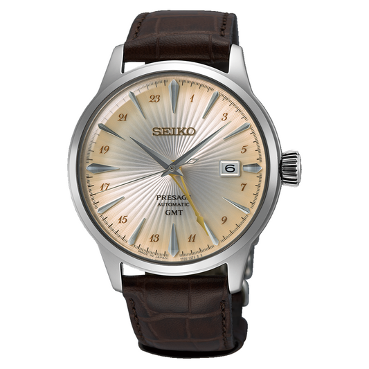 Seiko Presage Cocktail Time 40.5 MM Automatic GMT Gold Dial Watch SSK041J1